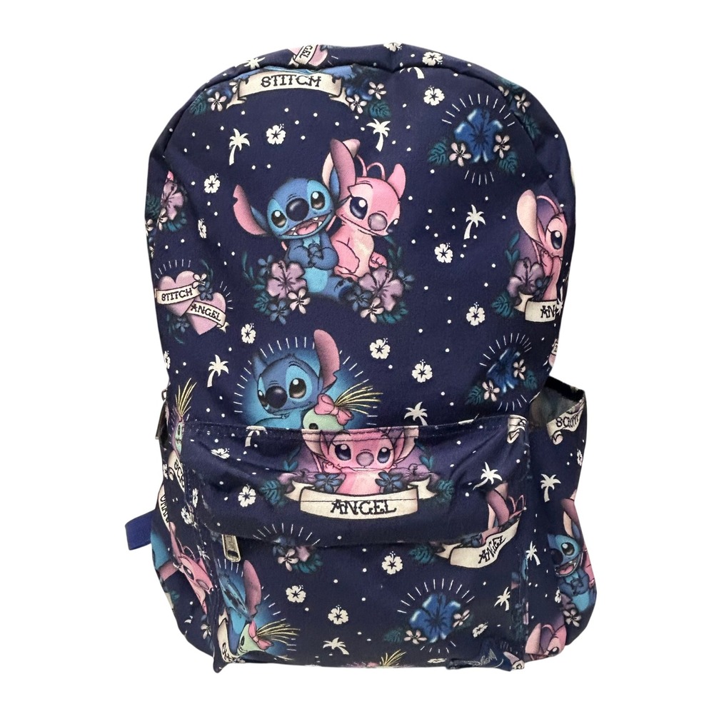 Disney Loungefly Stitch Angel Scrump Backpack Blue Tattoo Print School Book Bag